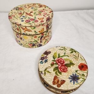 Floral Decorative Box with Butterflies